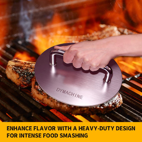 DYMACHINE Smash Burger Press ergonomic handle provides comfortable control