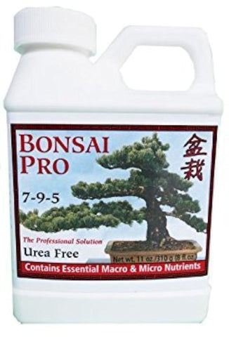 Dyna-Gro Bonsai Pro bottle closeup highlighting a complete nutrient formula for bonsai