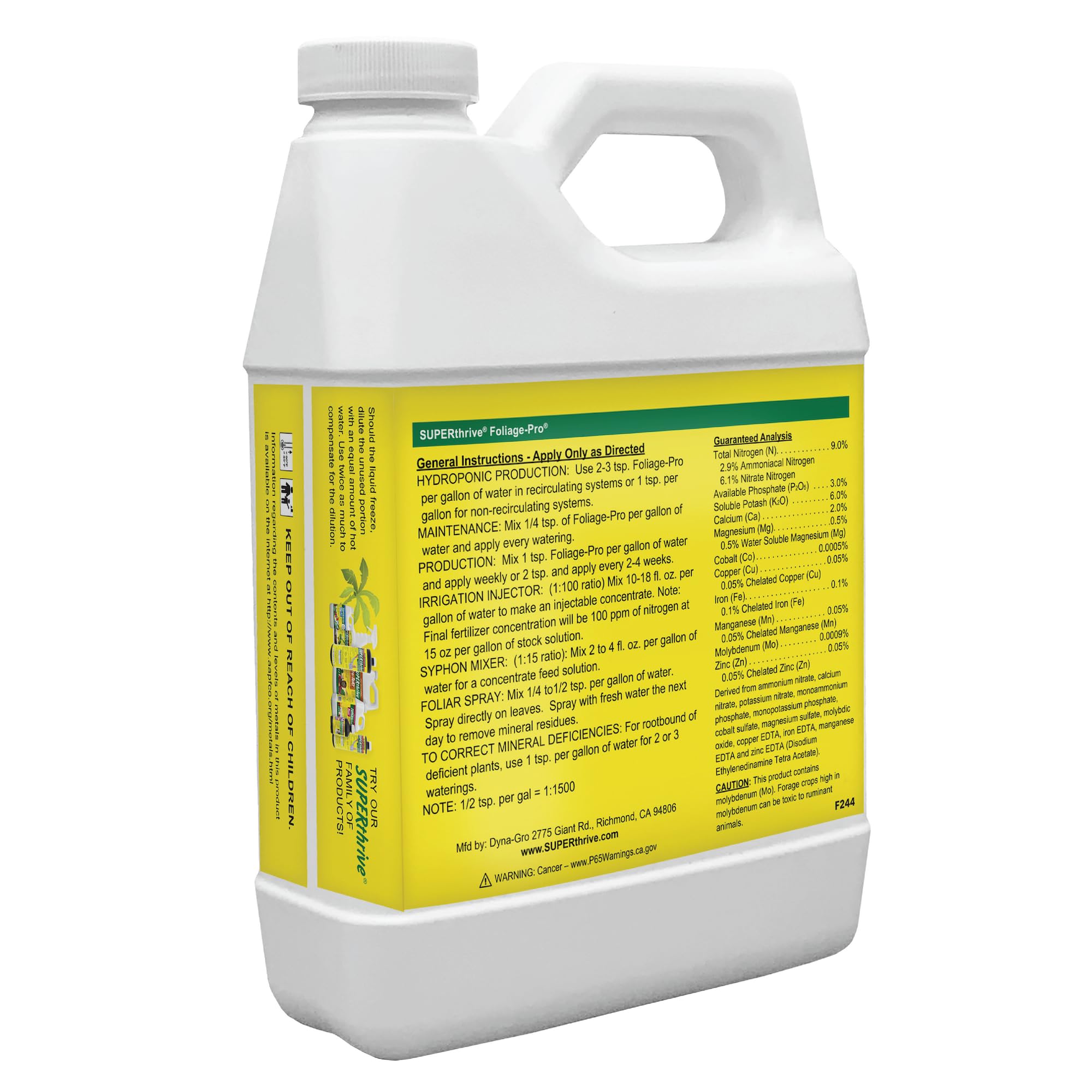 Dyna-Gro Foliage Pro nutrition-mix ready for soil and hydroponic feeding