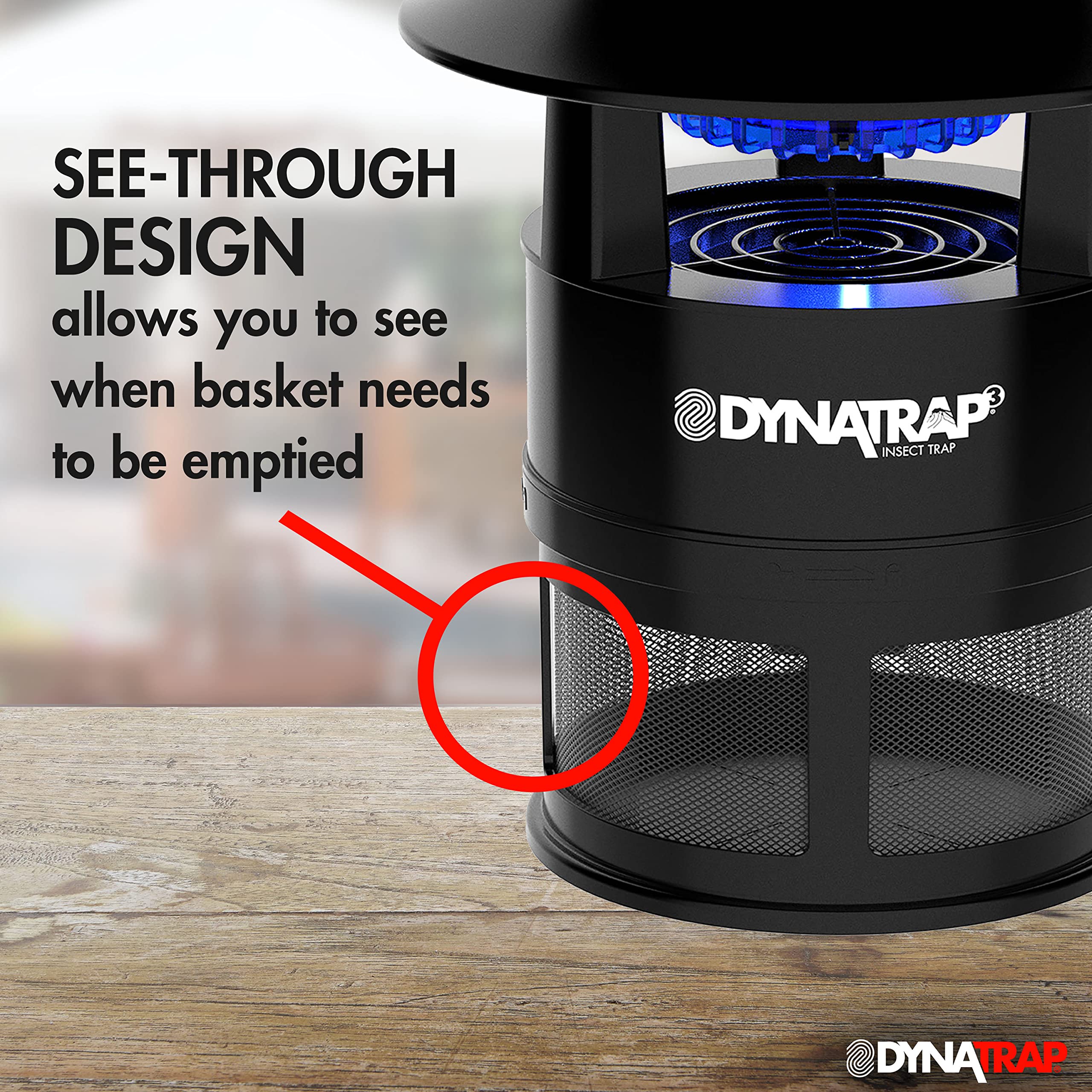DynaTrap DT160-TUNSR basket-dehydrates-insects after capture.