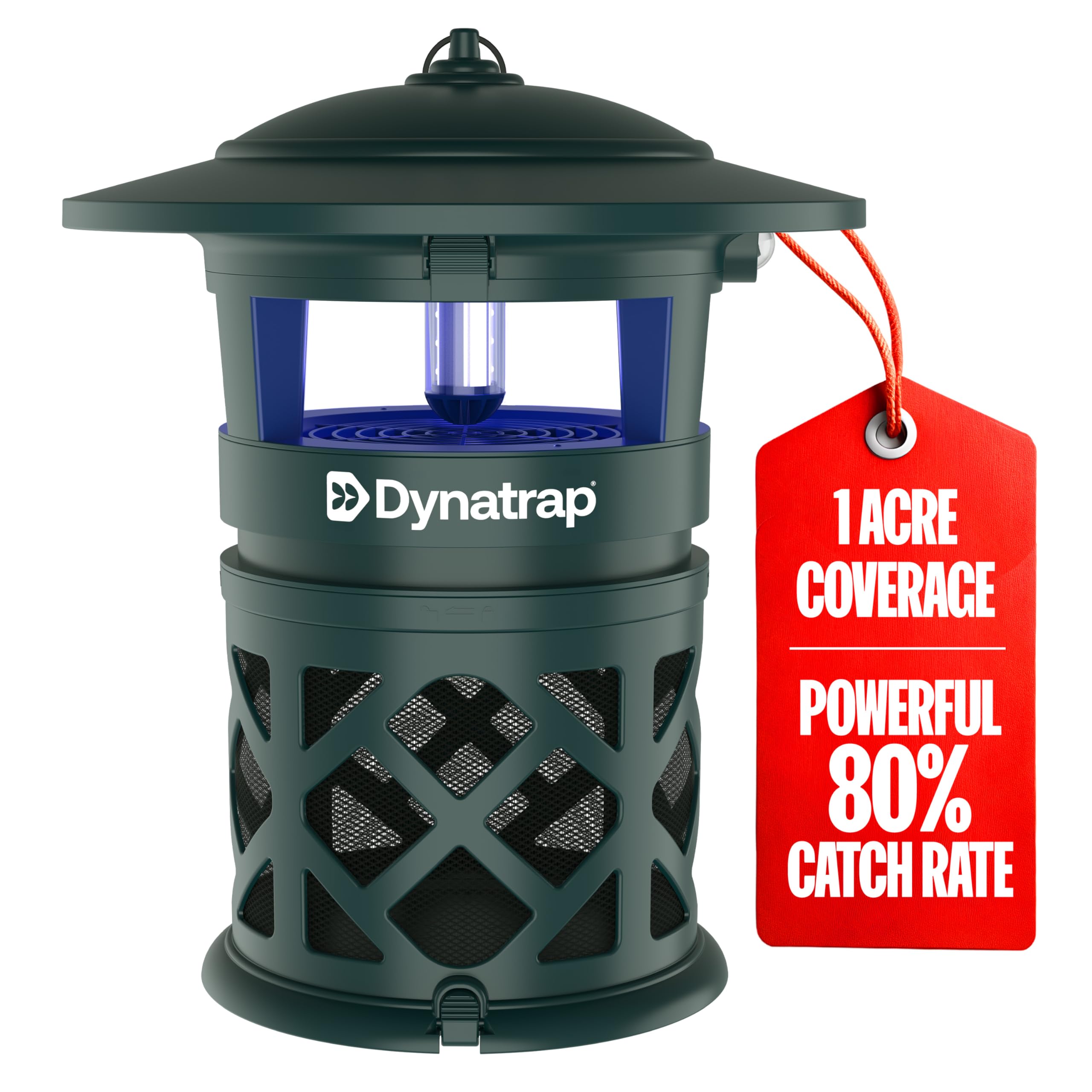 DynaTrap DT2030-GRSR outdoor trap in action protecting a yard from flying insects.