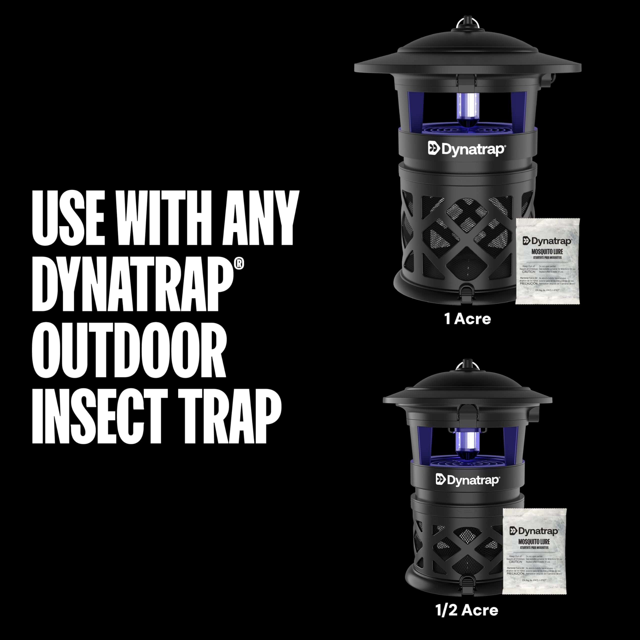 Targets Asian Tiger mosquitoes with the lure in outdoor traps.