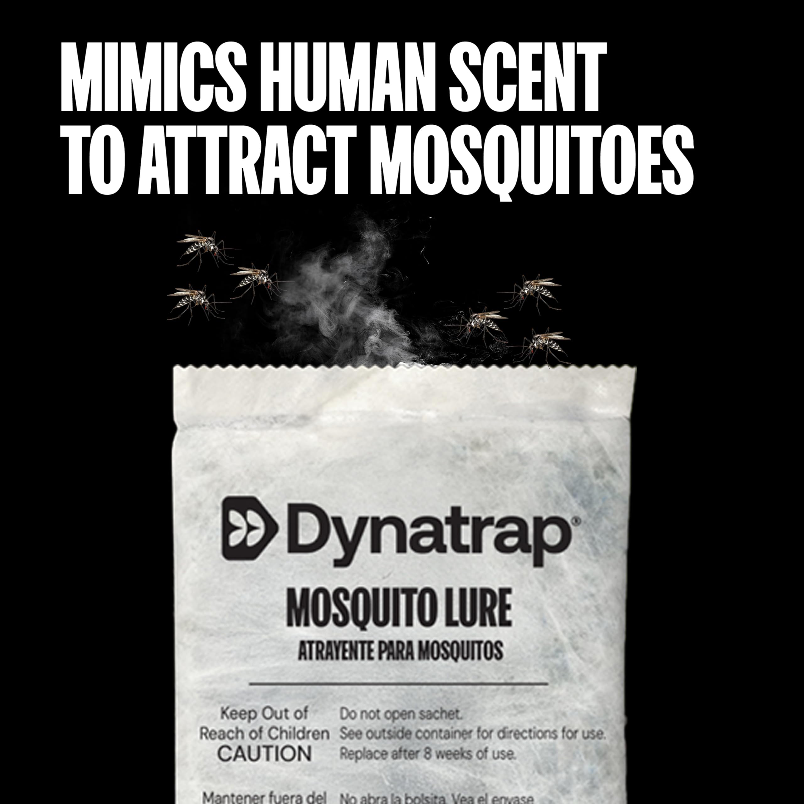DynaTrap Mosquito Lure enhances lure power for mosquitoes.