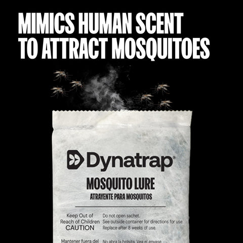 DynaTrap Mosquito Lure enhances lure power for mosquitoes.