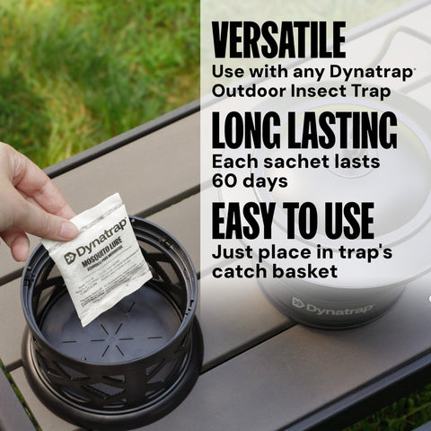 Sachet in catch basket draws more mosquitoes to the trap.