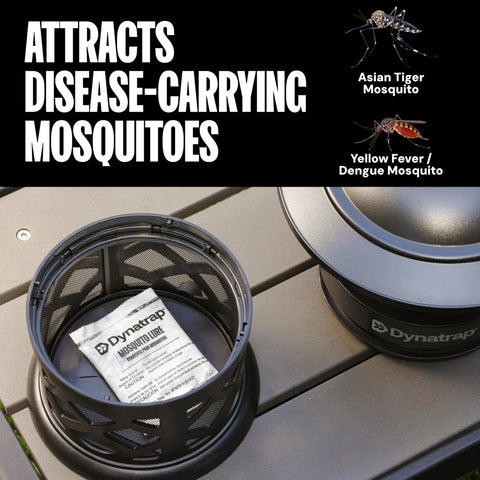 Mimics human skin scents to lure mosquitoes with DynaTrap.