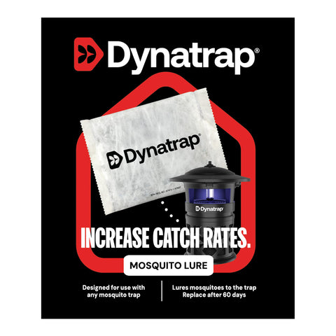 DynaTrap Mosquito Lure sachet in outdoor trap boosts attraction.