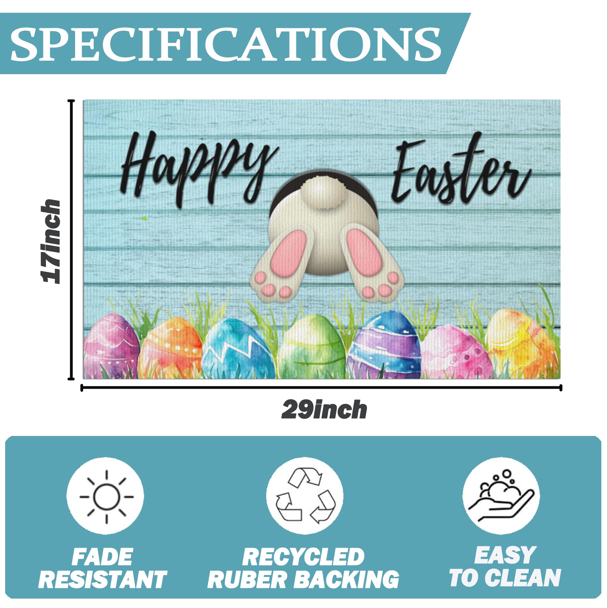Dynamara Easter welcome mat with non-slip rubber backing for safe entryways.