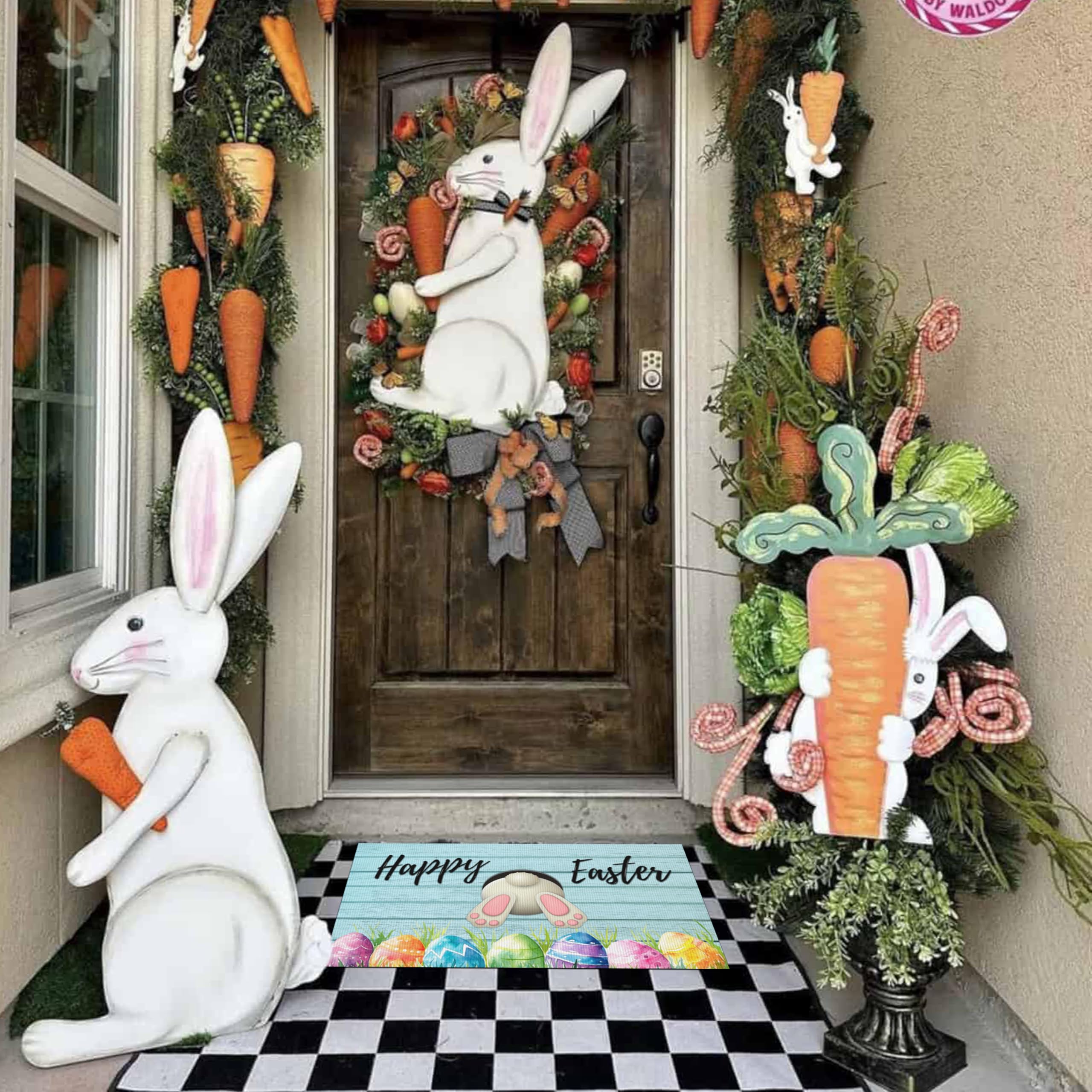 Dynamara easy-clean Easter mat can be wiped or vacuumed for quick refresh.