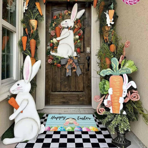 Dynamara easy-clean Easter mat can be wiped or vacuumed for quick refresh.