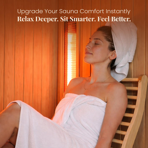 Dynamic Saunas sauna-ready backrest angle rests securely against panels for stable comfort.