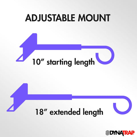 Dynatrap mount extends coverage with adjustable length.