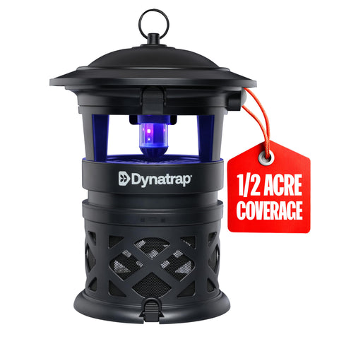 Dynatrap DT1130SR backyard trap, left angle, captures mosquitoes.