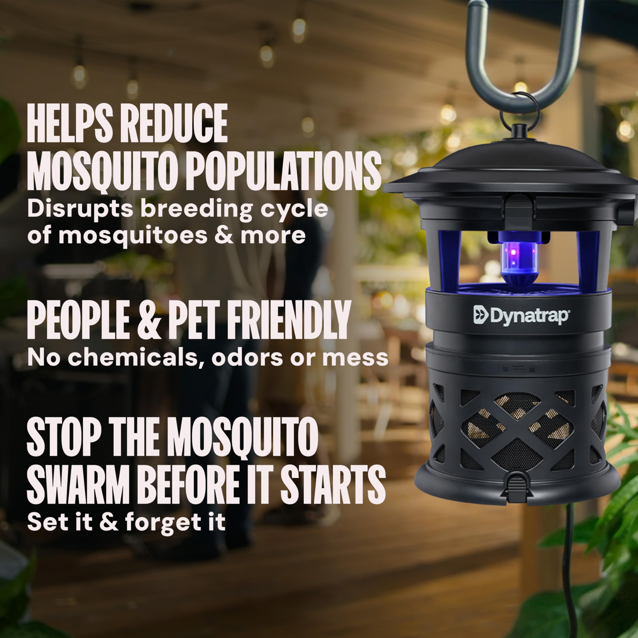 1-acre coverage helps protect large yards from mosquitoes, flies, and gnats