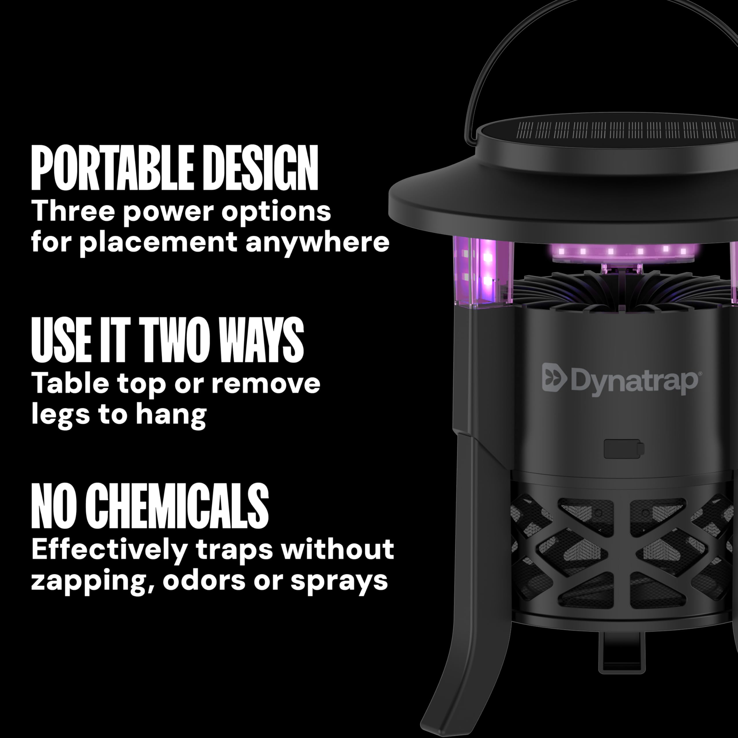 DynaTrap solar panel with USB charging for flexible power
