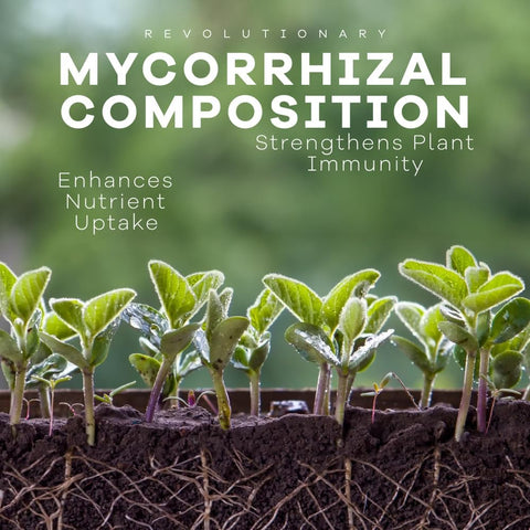 DYNOMYCO 340g pouch back highlights OMRI-listed eco-friendly soil treatment.