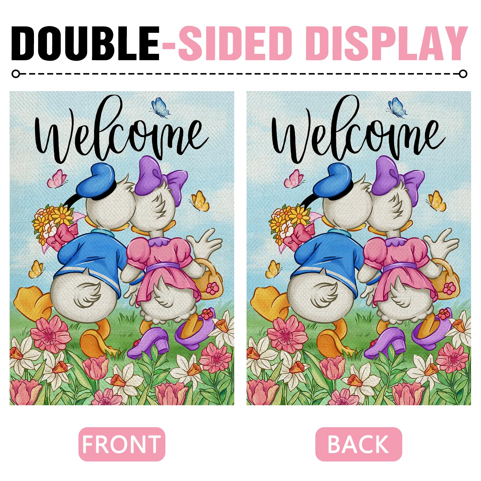 Dyrenson butterfly garden flag colorful design for outdoor spaces.