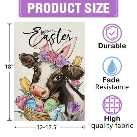 Dyrenson Easter eggs basket tulips flag showing colorfast print.