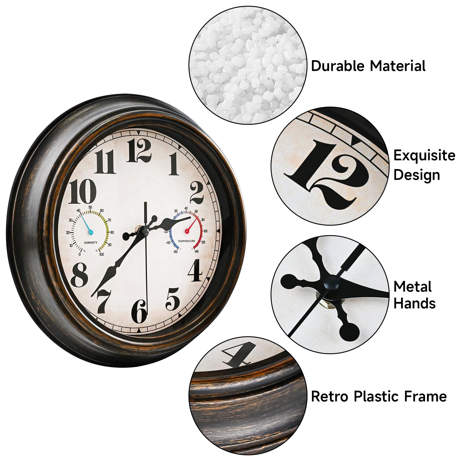 Dyreps outdoor clock retro bronze bezel enhances vintage decor