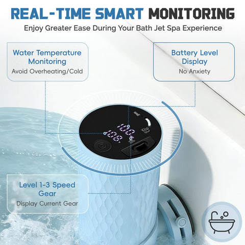 Dyseer battery level and water temperature display aids mindful soak sessions