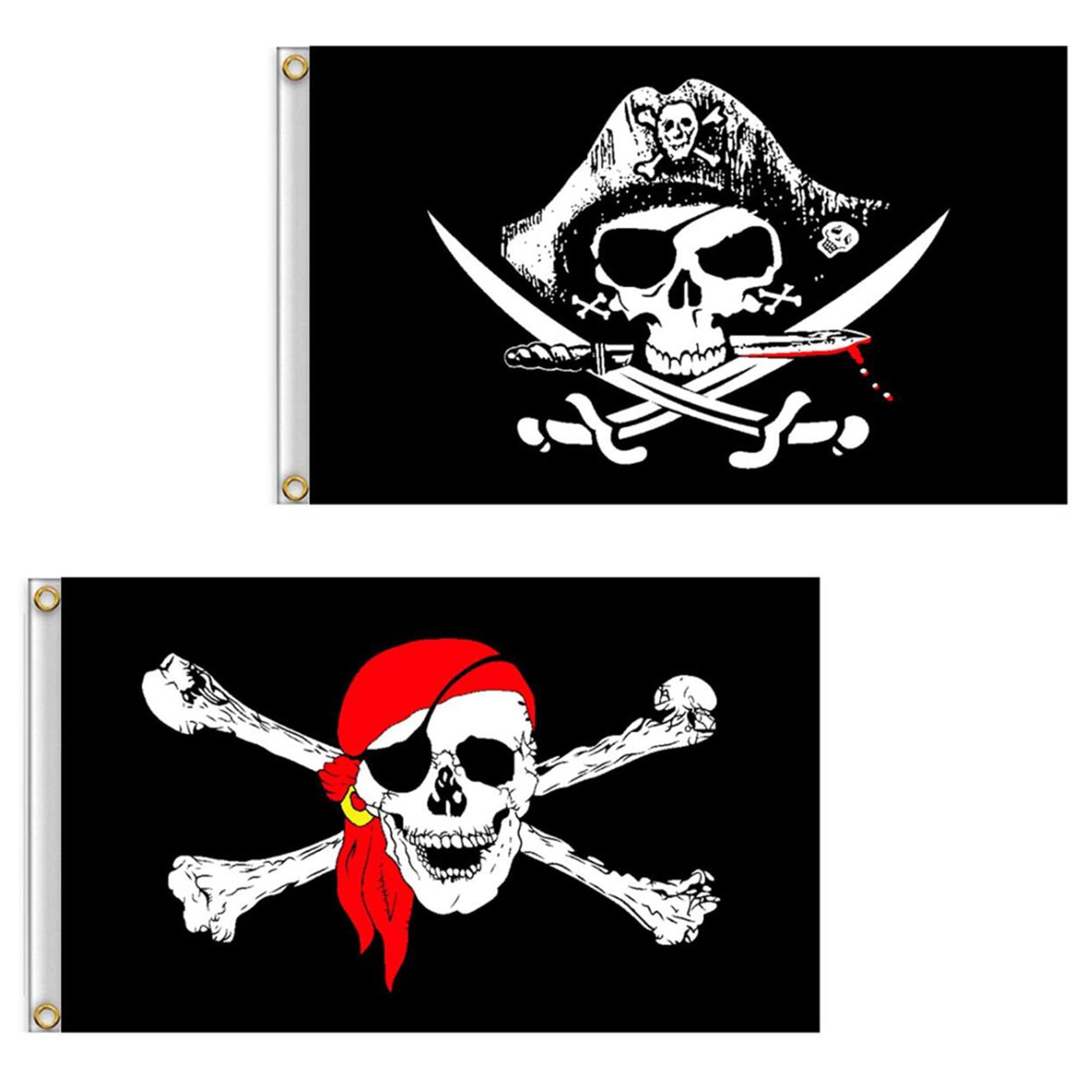 Dyung Tec pirate flag with vivid skull and crossbones print for outdoor display.