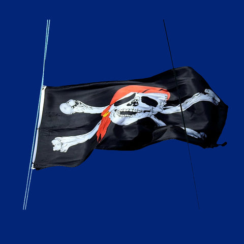 Dyung Tec pirate flag dye resists UV fade to stay bright in sun.