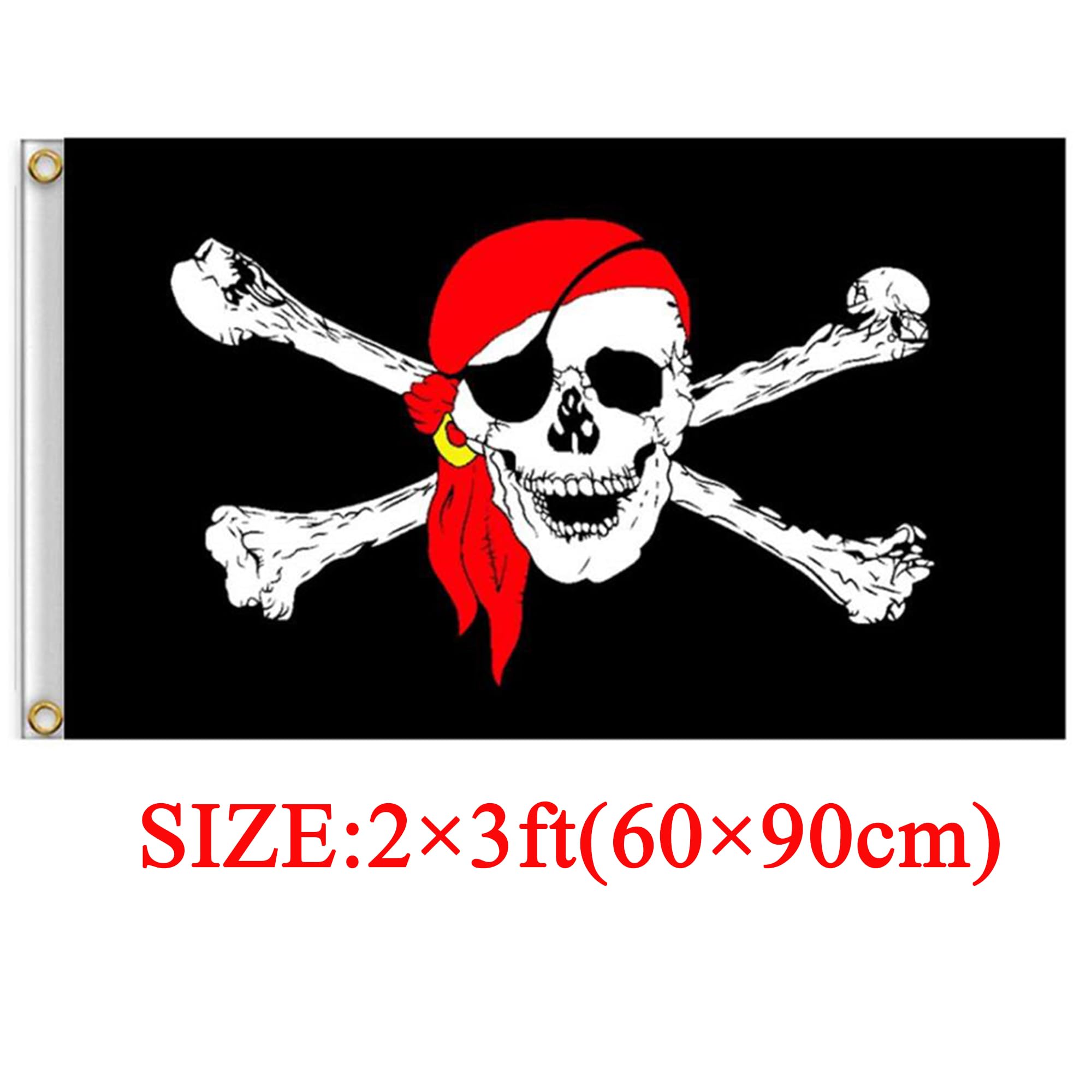Dyung Tec pirate flag mounted on wall using brass grommets for durable display.