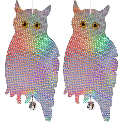 Dyvicl fake owl hanging 16-inch silhouette deters birds from windows and outdoor spaces.