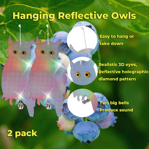Dyvicl reflective eyes owl showcases light reflections to deter pests from multiple angles.