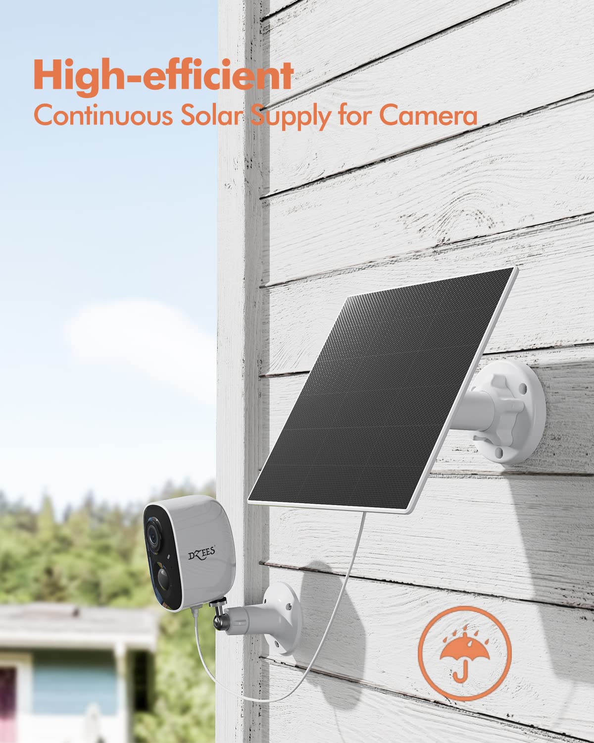 Dzees outdoor-ready solar panel for cameras when sun is limited.