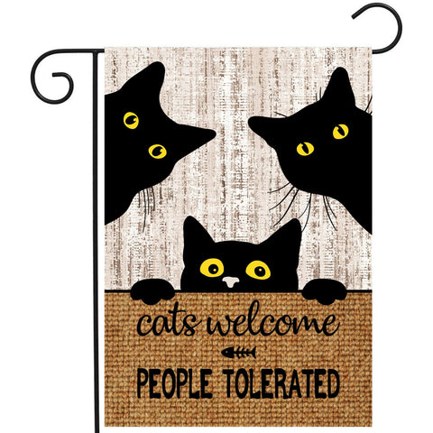 DZGlobal Black Cat Garden Flag 12x18 double-sided for outdoor decoration
