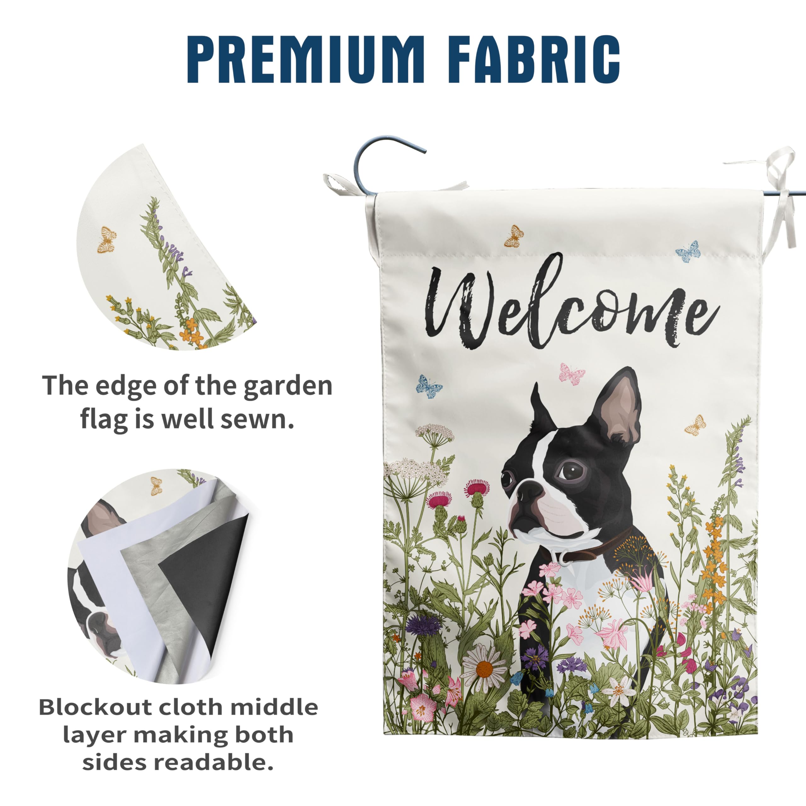 DZGlobal Boston Terrier flag double-sided design readable from both sides.