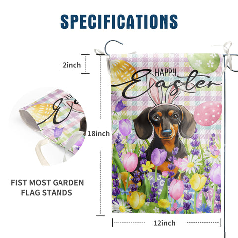 DZGlobal buffalo plaid Easter dachshund flag enhances porch decor