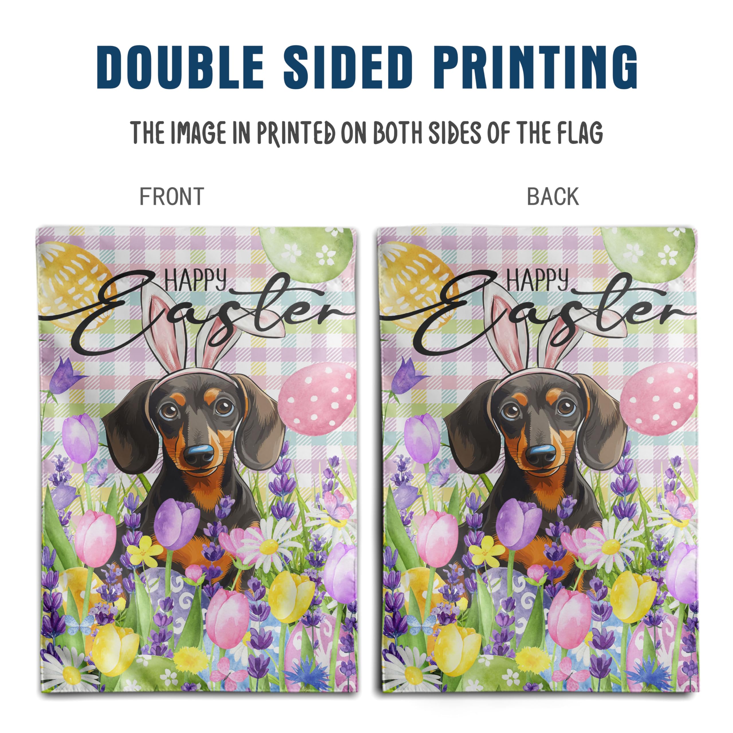 DZGlobal bunny eggs flag for outdoor patio and poolside