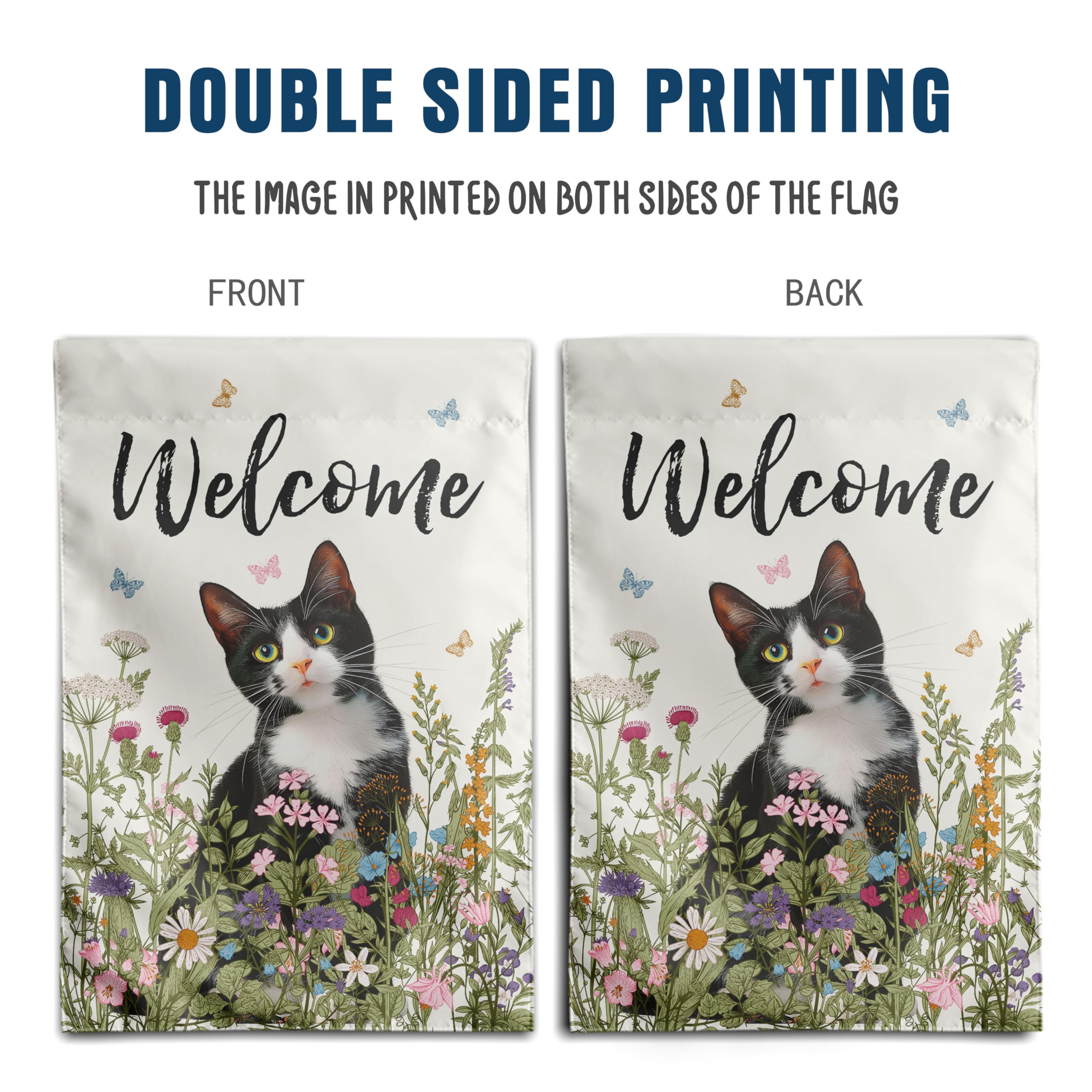 DZGlobal cat flag uses all-weather polyester with reinforced corners for durable outdoor use.