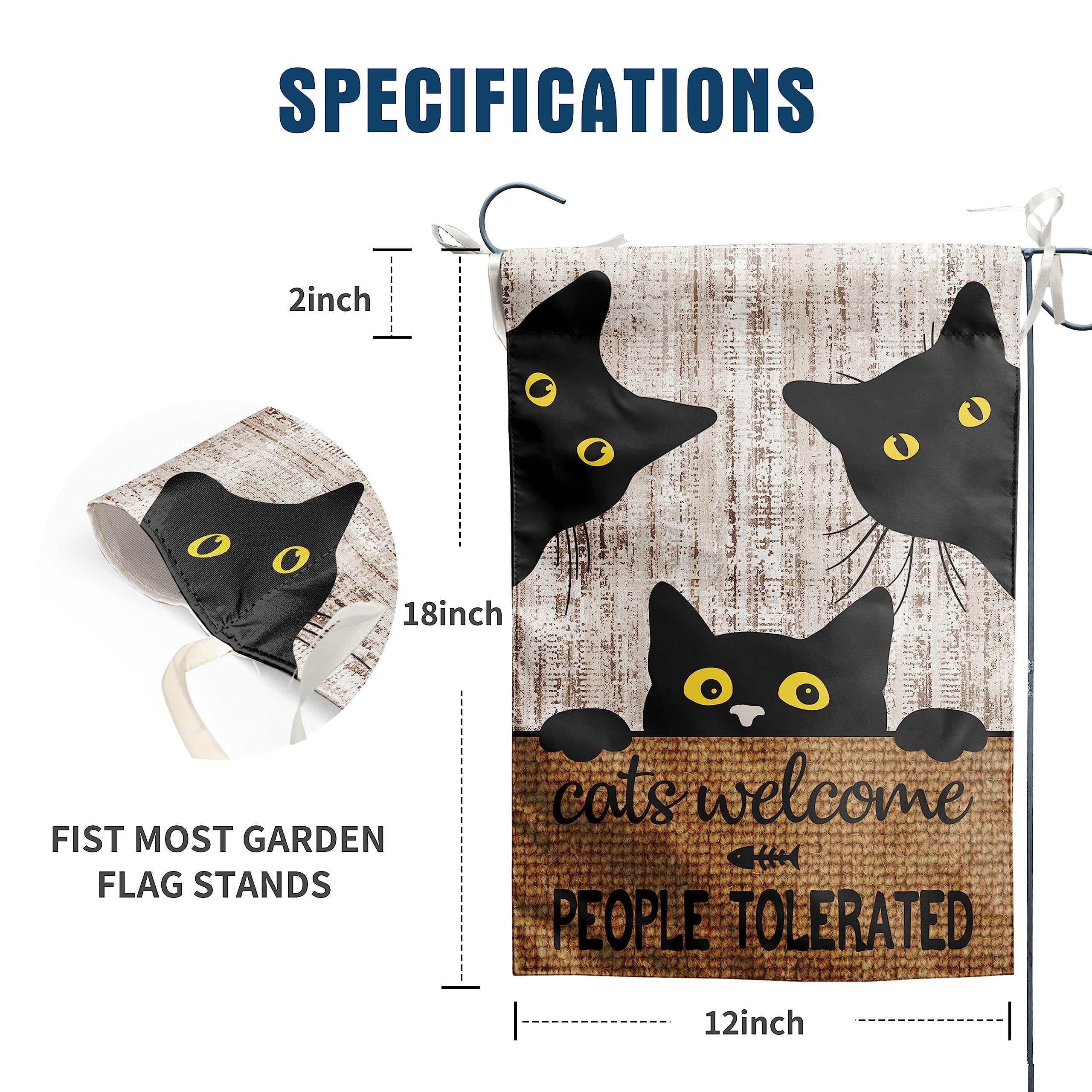 DZGlobal Cats Welcome sign flag hanging on porch for Halloween charm