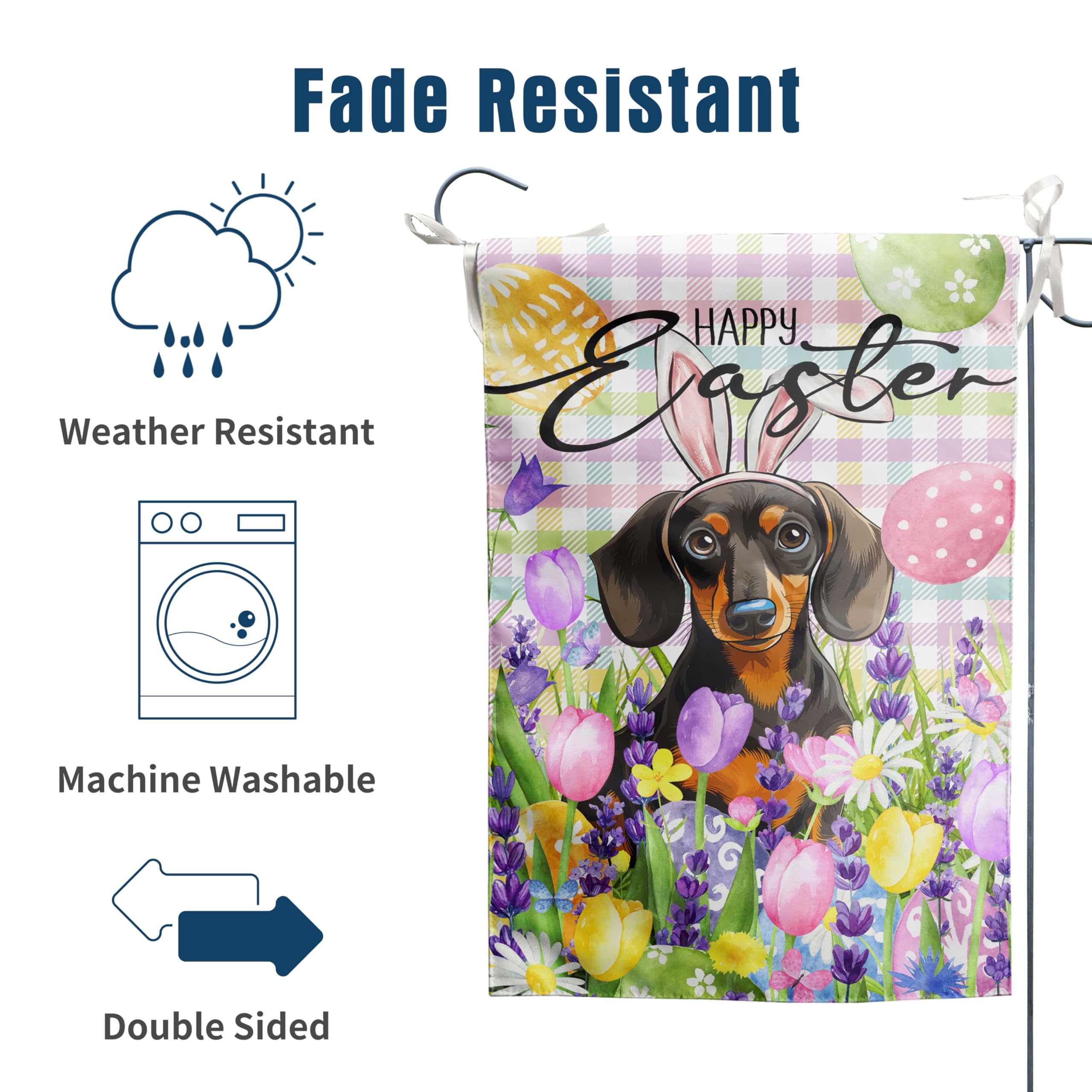 DZGlobal dachshund floral-border yard flag adds garden charm