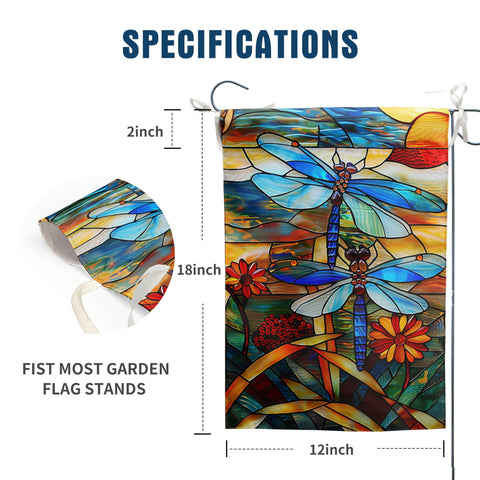 DZGlobal dragonfly garden flag double-sided for visible from all angles