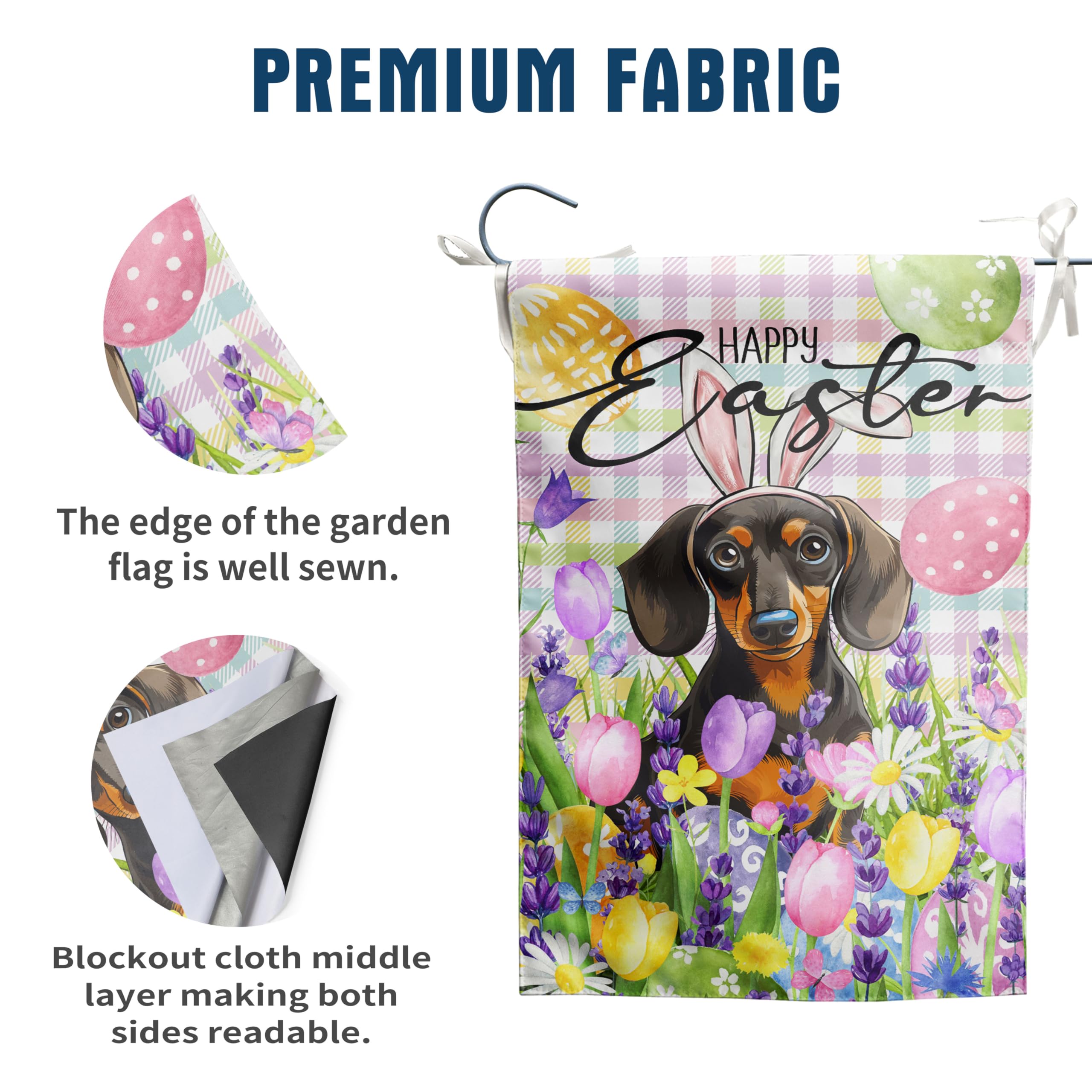DZGlobal easter dachshund garden flag for front porch and yard