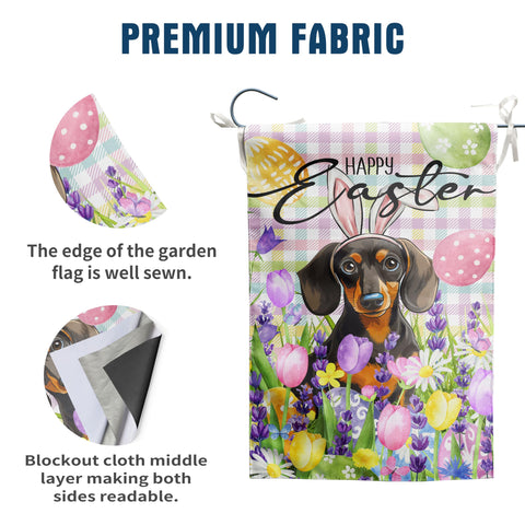 DZGlobal easter dachshund garden flag for front porch and yard