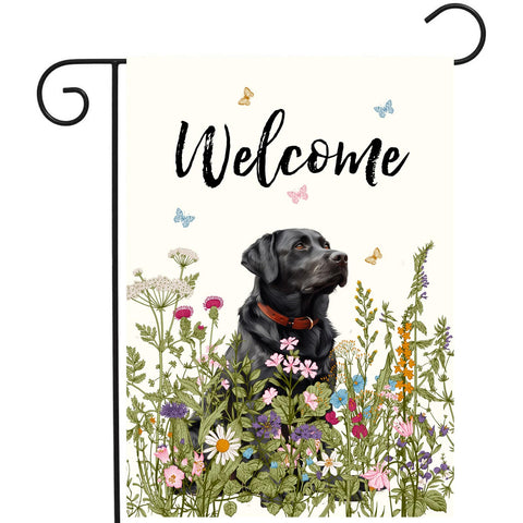DZGlobal floral black lab garden flag, double-sided for outdoor welcome.