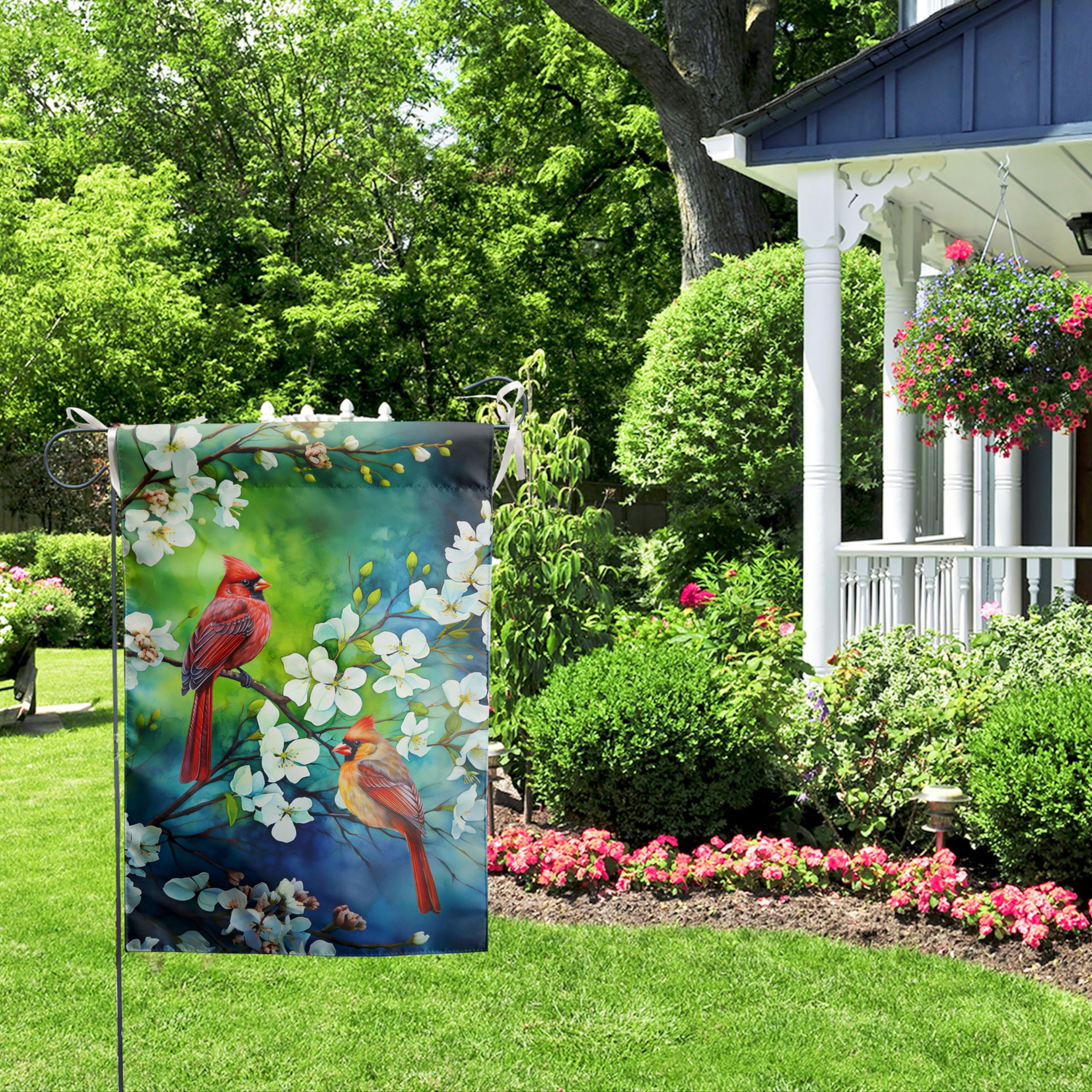 DZGlobal floral dogwood welcome flag complements seasonal decor