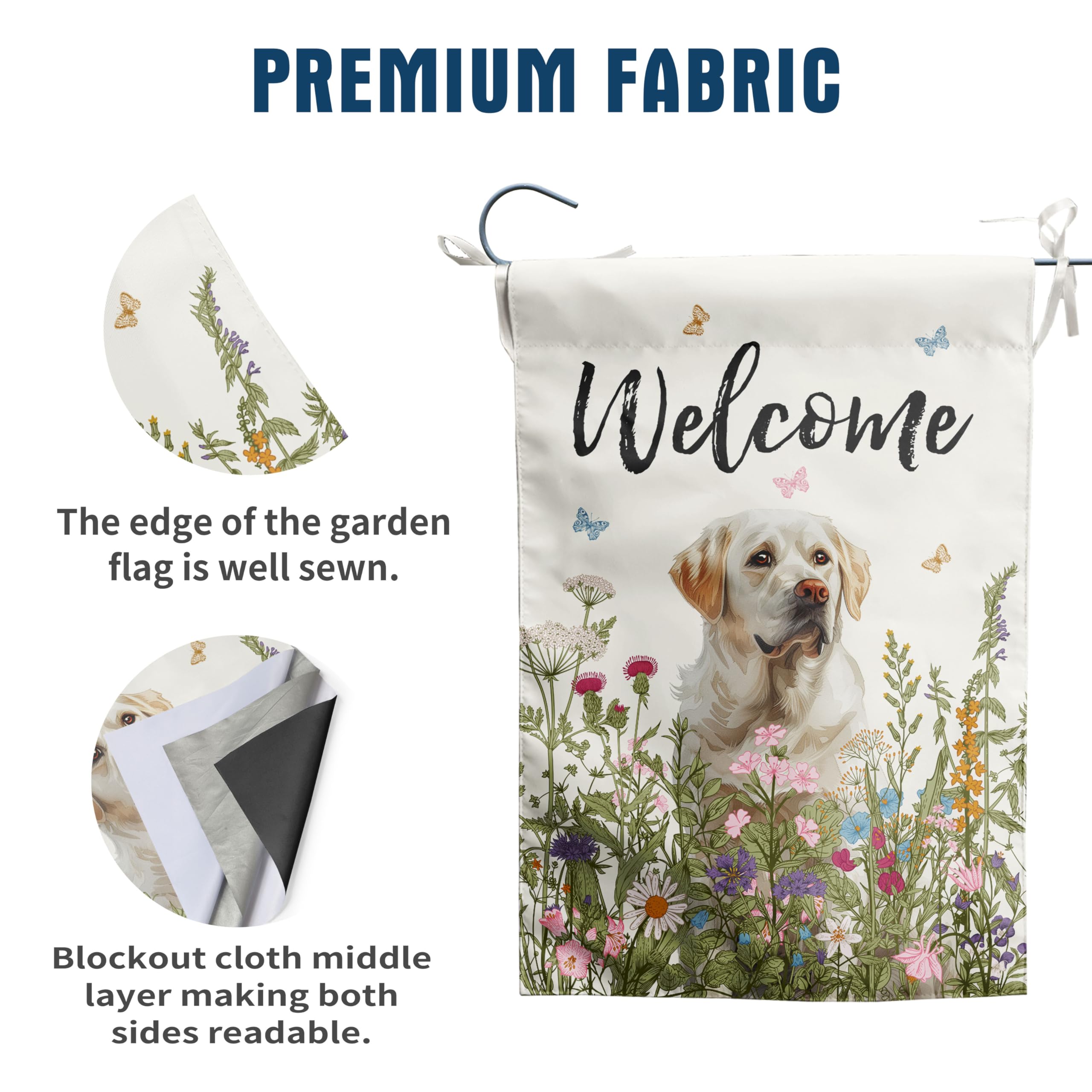DZGlobal Floral White Lab flag with dog motif ideal for porch decor.