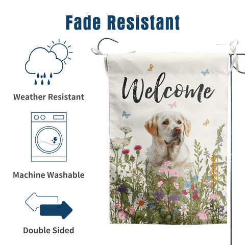 DZGlobal Floral White Lab flag double-sided design ensures visibility from both directions.