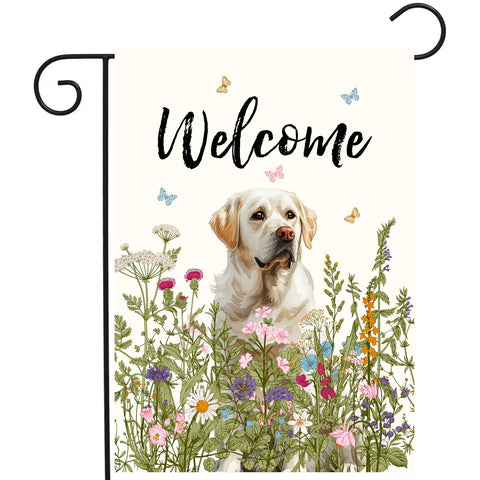 DZGlobal Floral White Lab flag double-sided for vibrant outdoor welcome.