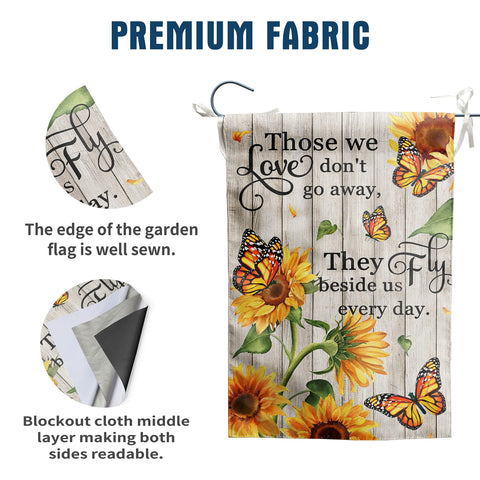DZGlobal double-sided flag shows vivid monarch butterfly and sunflowers colors from both sides.