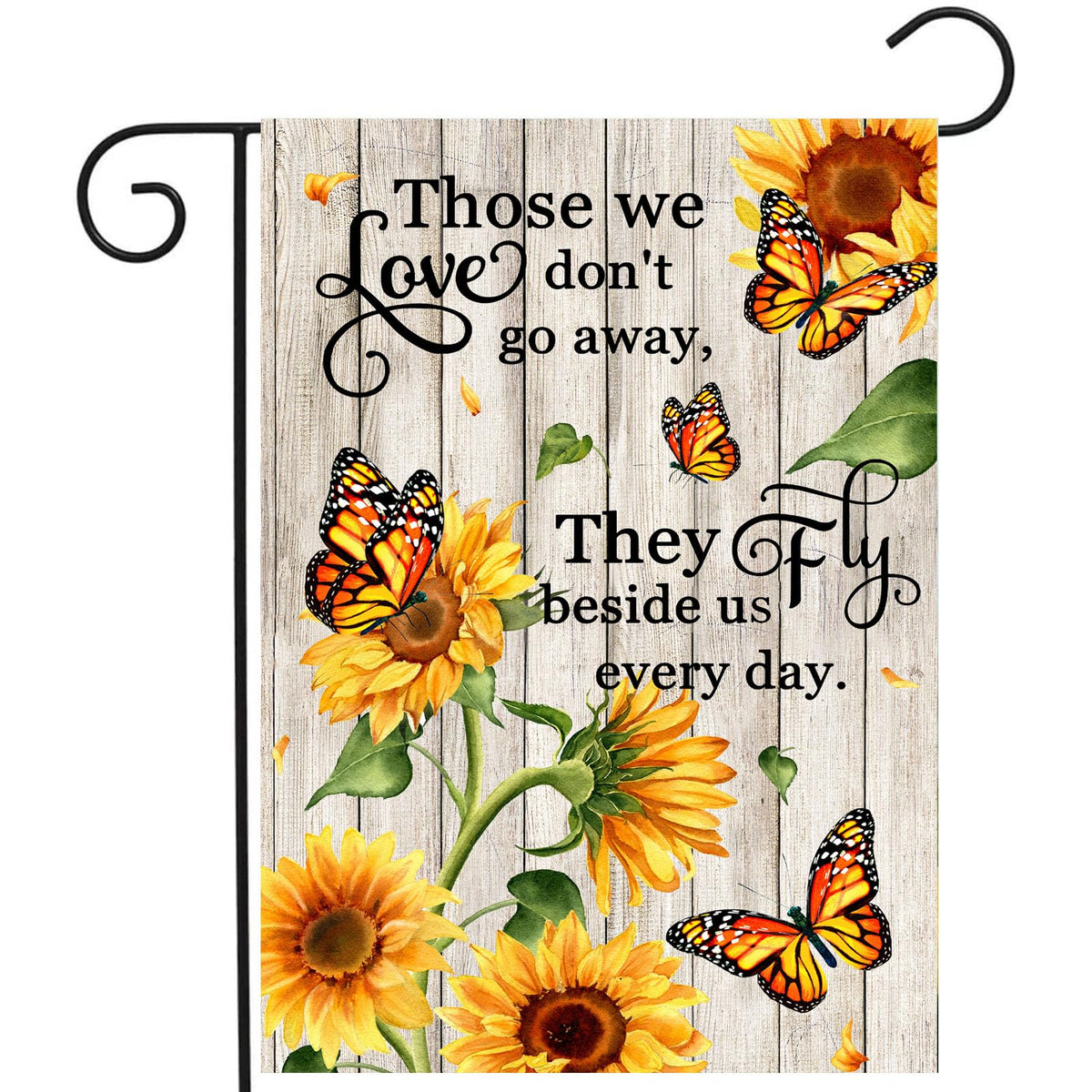 DZGlobal memorial flag with monarch butterfly and sunflowers honors loved ones.