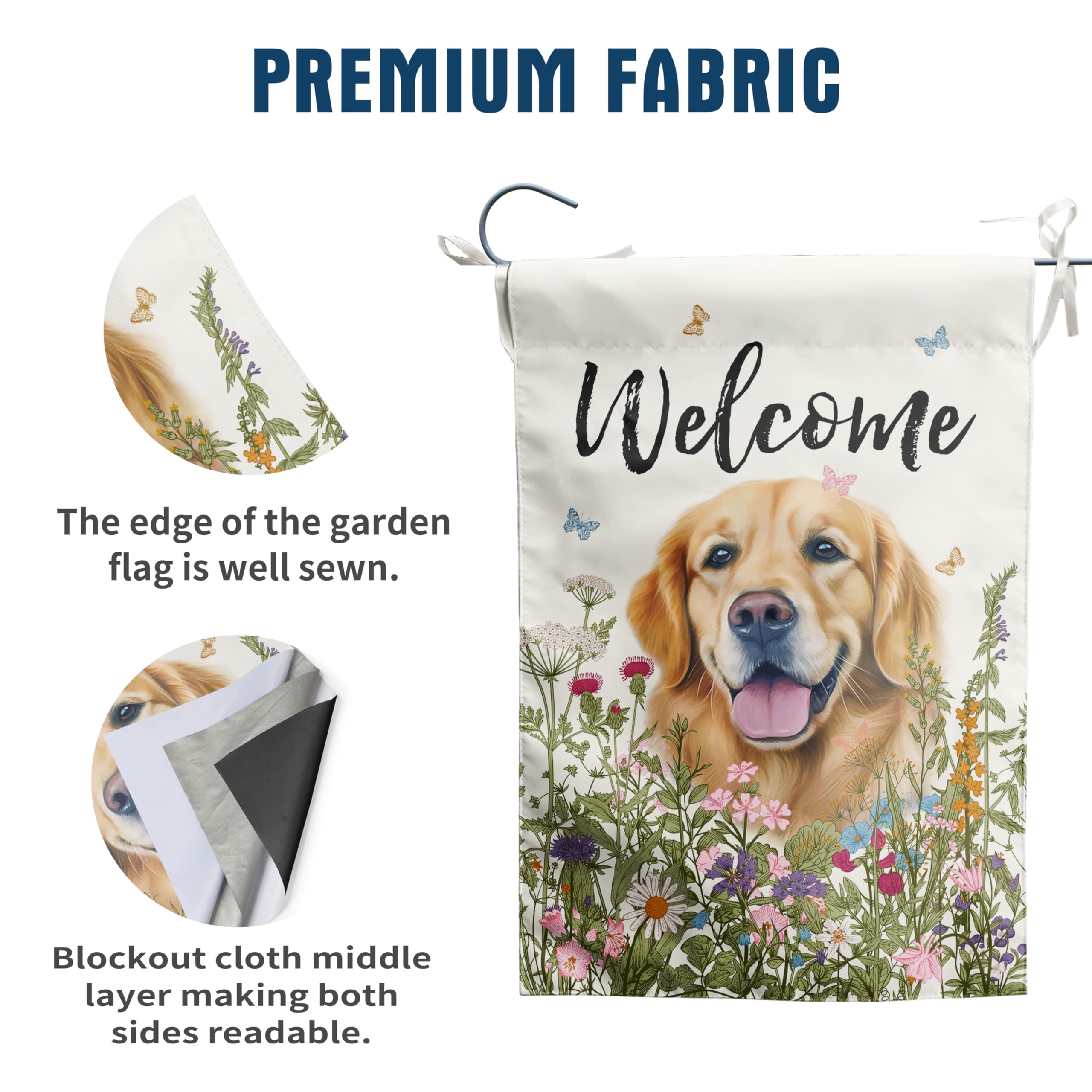 DZGlobal outdoor flag features golden retriever blooms for garden ambiance.