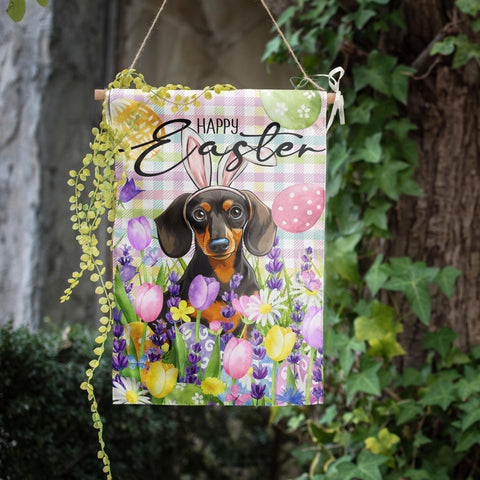 DZGlobal small Easter dog flag 12x18 for compact spaces
