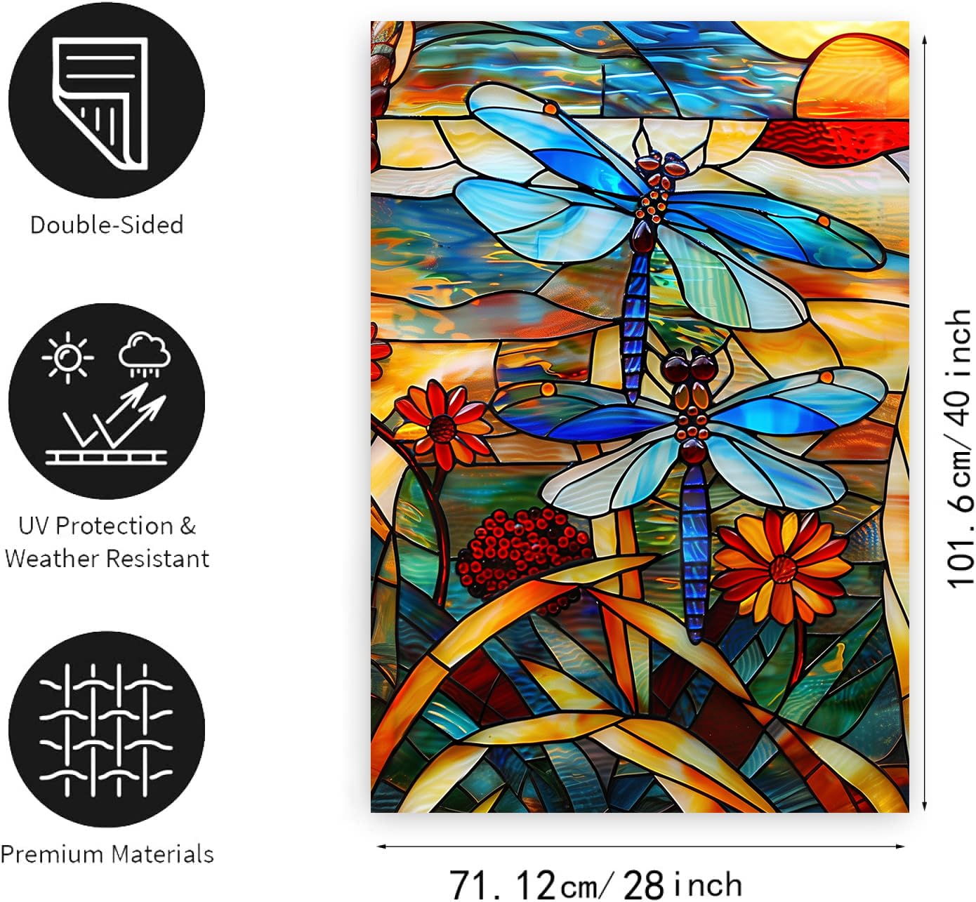 DZGlobal dragonfly flag side angle showing vivid print for outdoor display